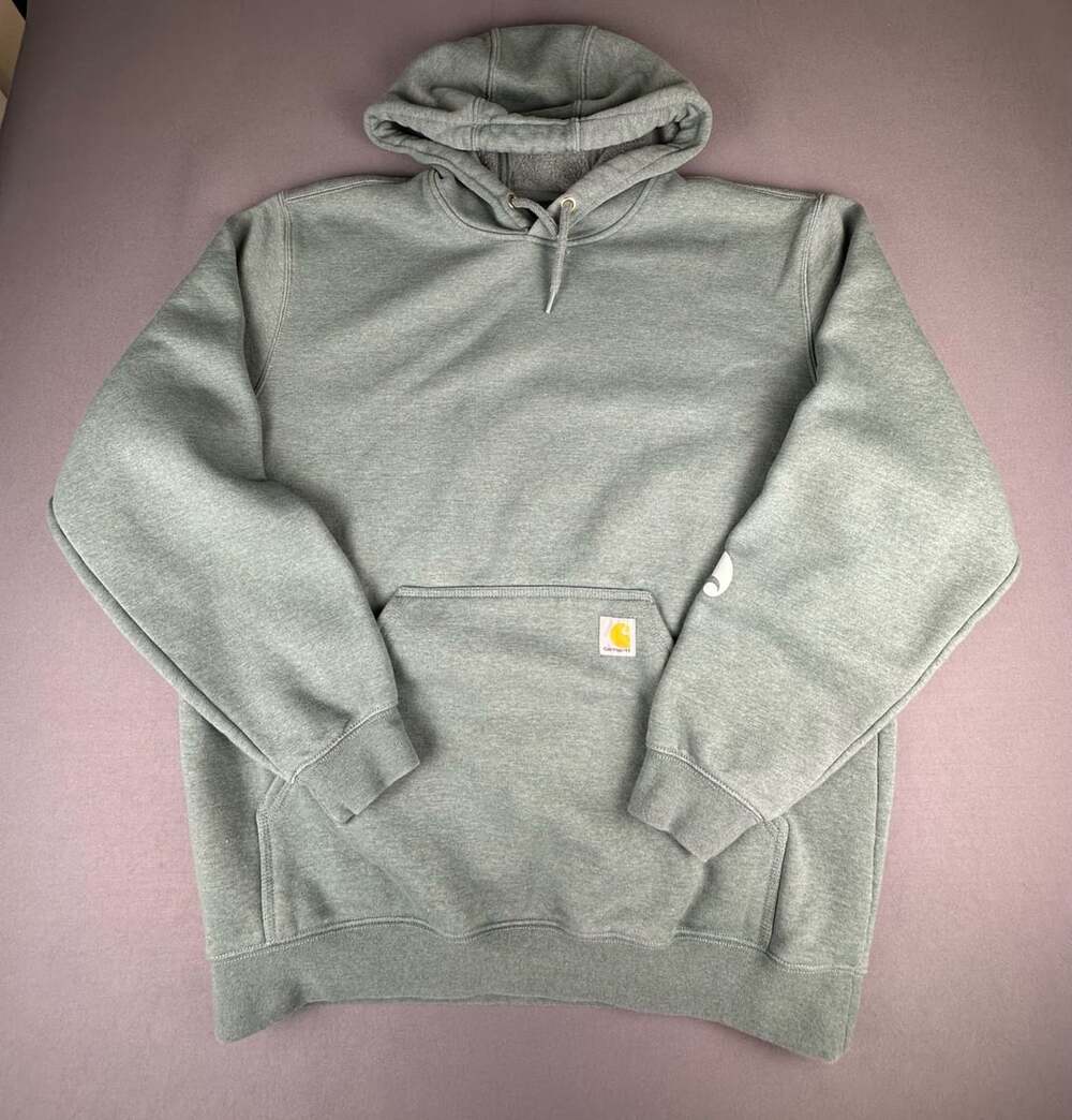 Carhartt Logo Sleeve Sweatshirt Size L Light Teal Pullover Hoodie